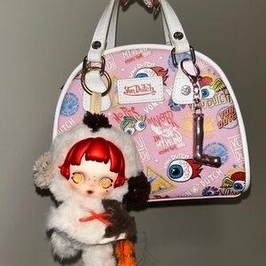 NFS- Von Dutch Pink Graphic Handbag with White Handles FEAT ‘Ode to Cocoa’ Pend.